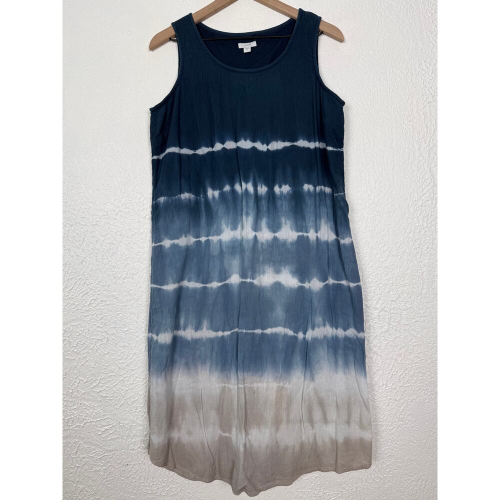 J. Jill Pure Jill Tie Dye Sleeveless Midi Dress Blue Ombre Size Medium